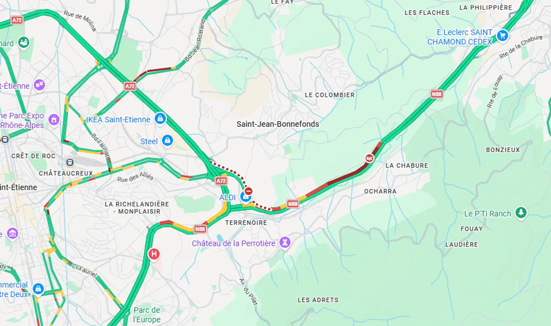 La bretelle fermée.