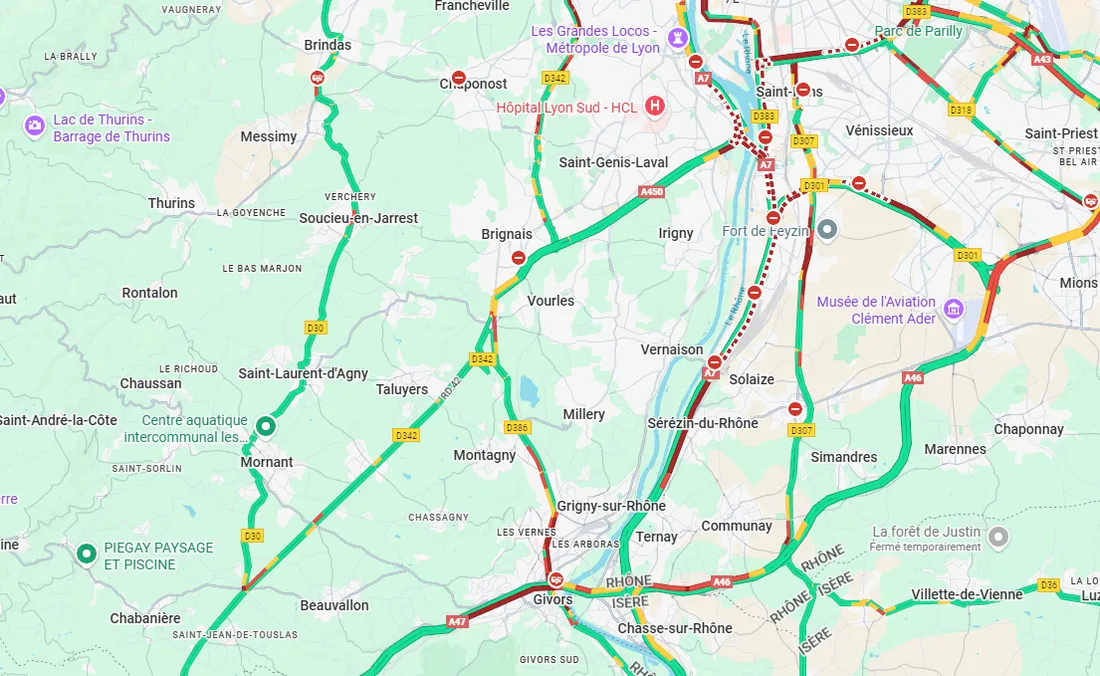 grosse galère au sud de Lyon.