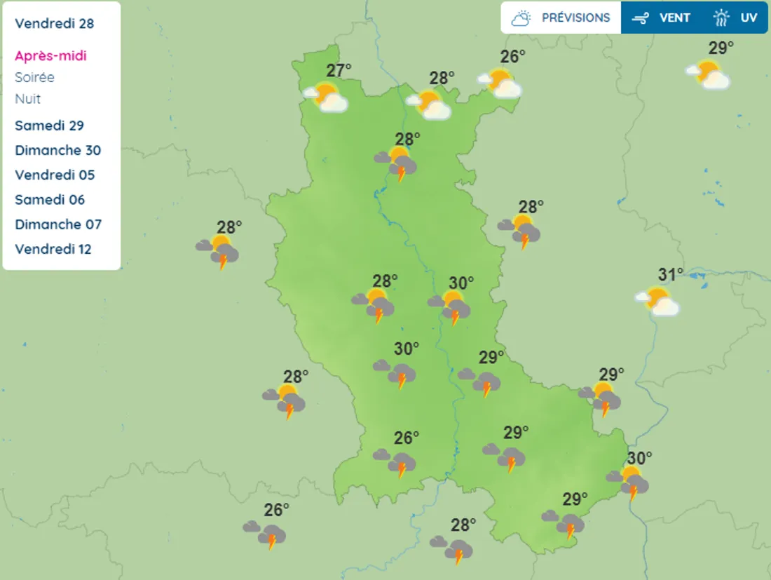 La carte météo de cet après-midi.