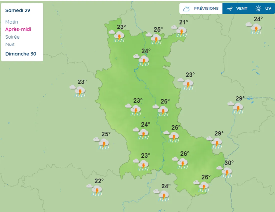 Les prévisions du samedi 29 juillet 2023.