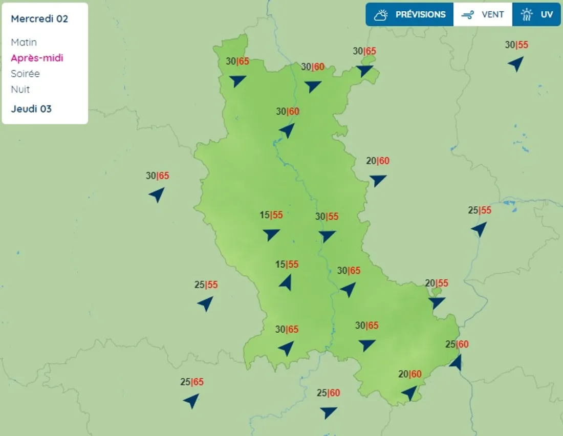 Le vent annoncé dans la Loire.