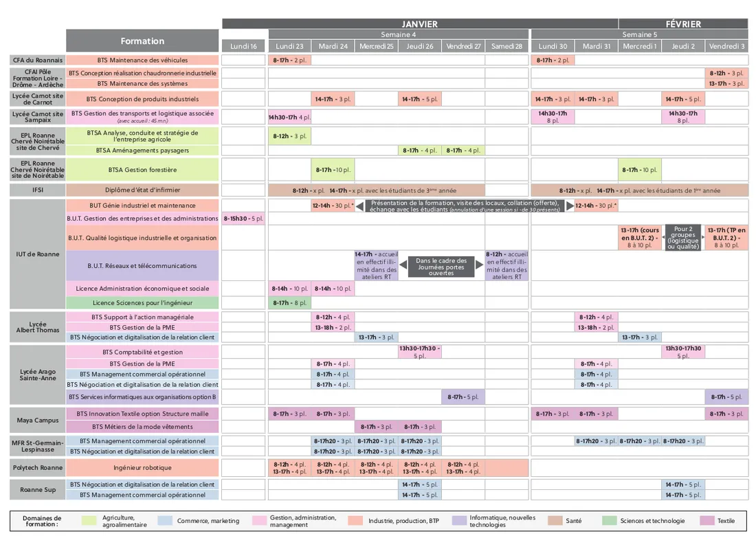 Planning Dans la peau d'un étudiant (édition 2023)