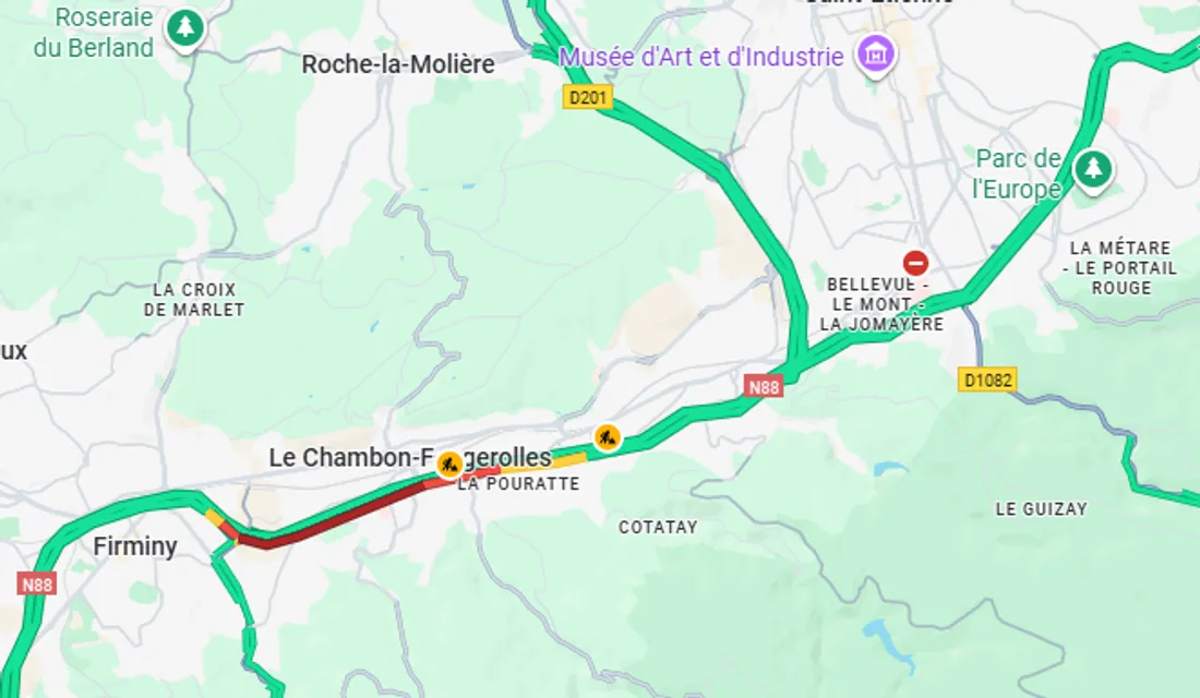 Le trafic est perturbé sur la RN88, entre Firminy et Saint-Etienne.