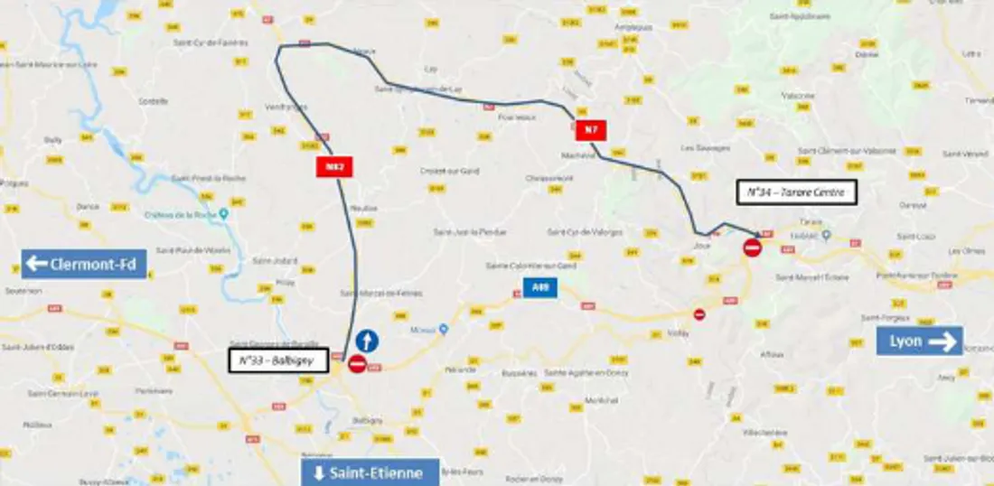 La fermeture de ce lundi soir, sur l'A89.