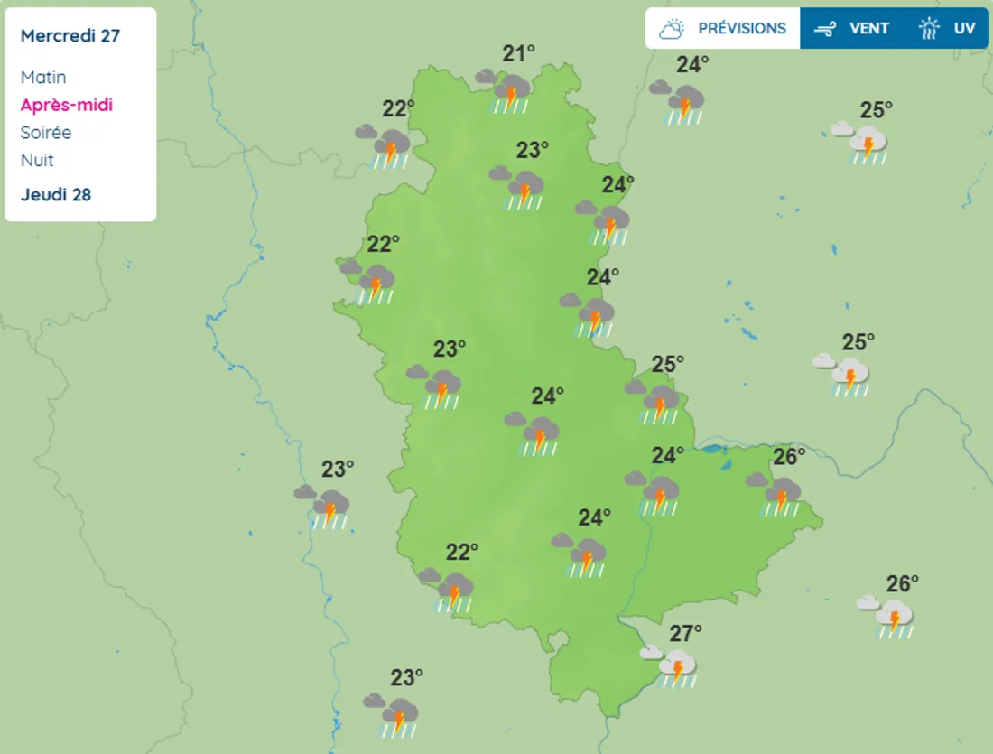 Les prévisions de ce mercredi.