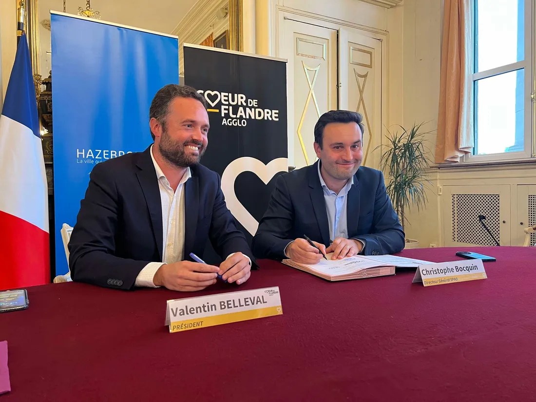 Valentin Belleval, président de l'agglomération et le directeur de la SPAD Christophe Bocquin. 