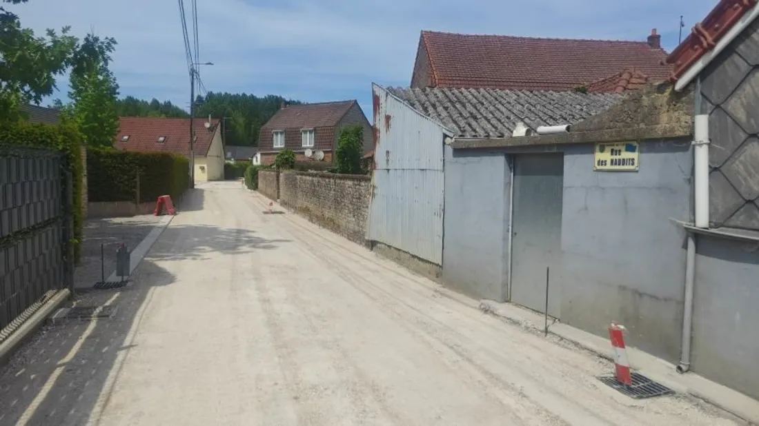 Les travaux sont en cours dans la rue des Haudits. 