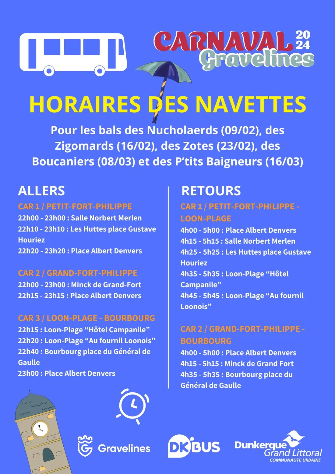 Des cars pour aller aux bals de carnaval à Gravelines