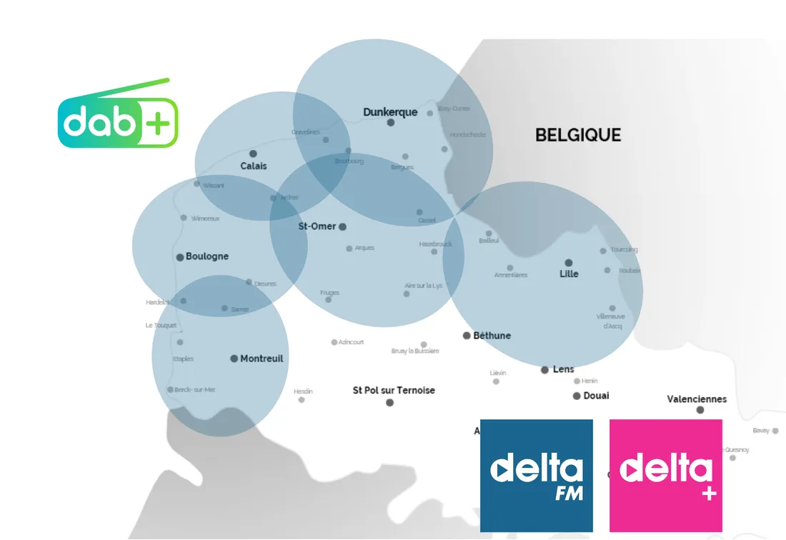 Zone de réception des programmes en DAB+