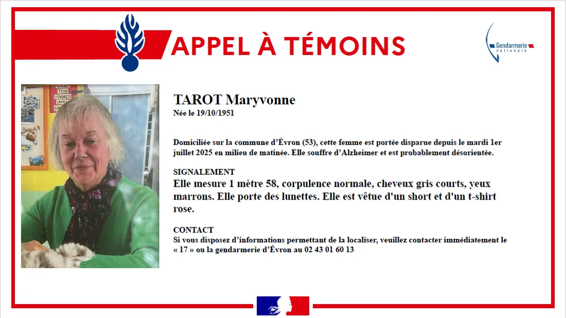 Disparition Inquiétante Evron_01 07 25_Gendarmerie de la Mayenne