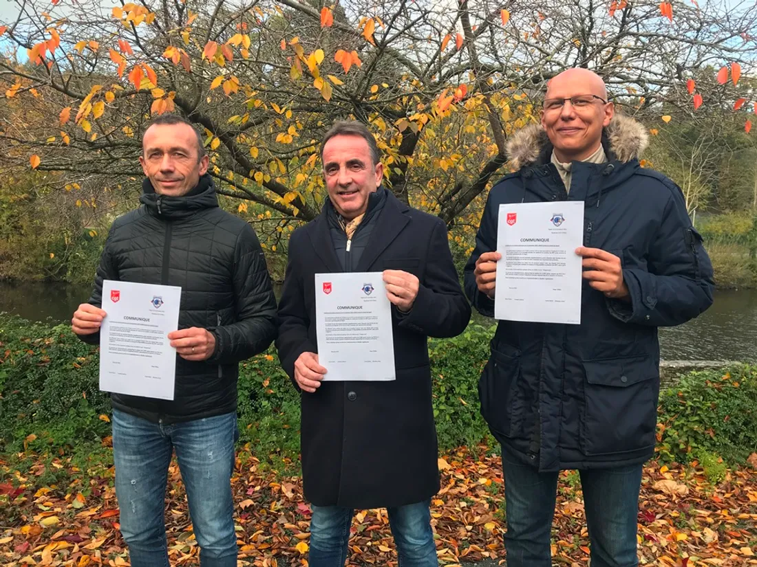 Denis Niobé Laurent Lelièvre CGT Sébastien Albert UNSA pompiers Segré_22 11 22_CJ