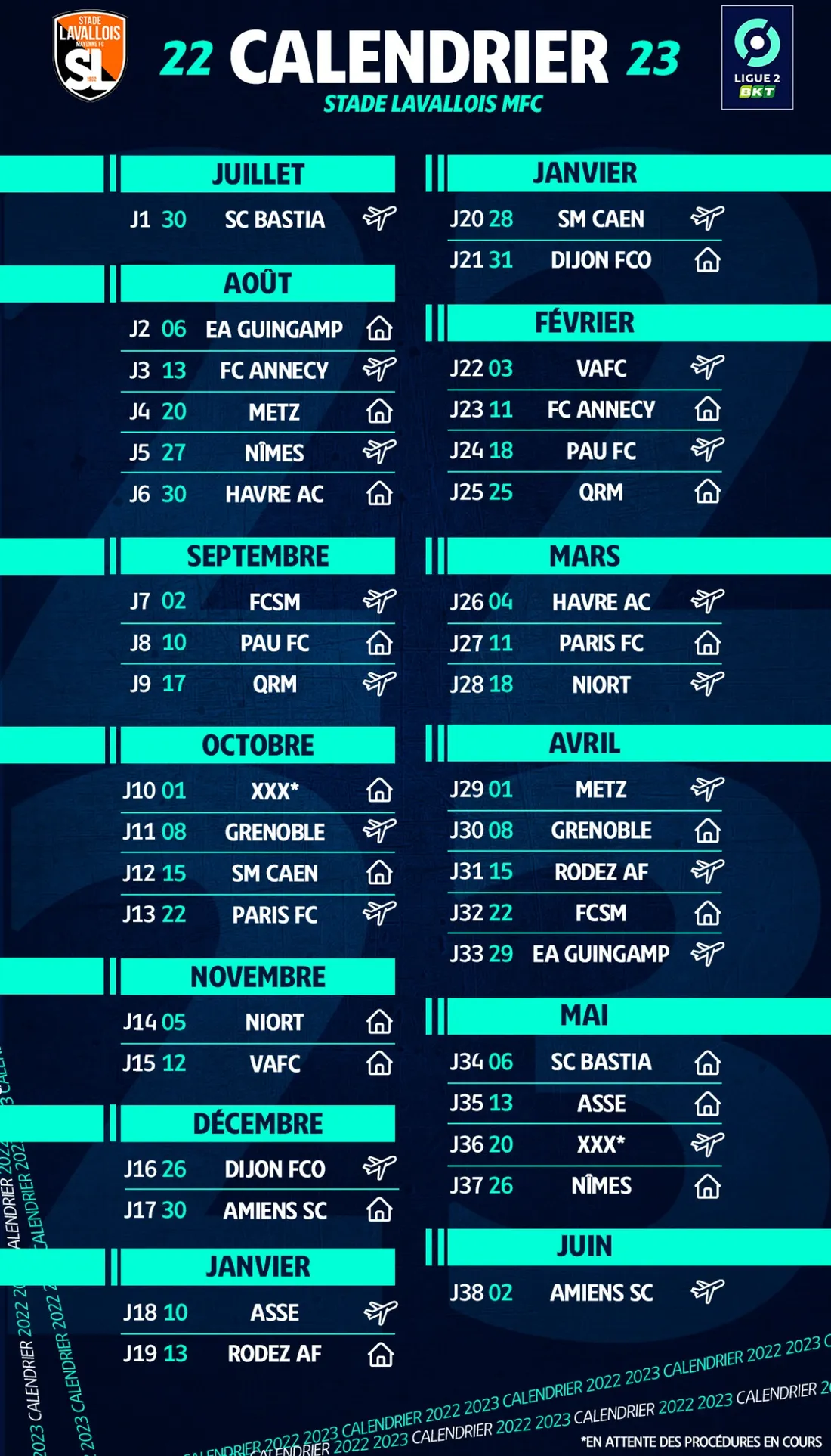 Calendrier stade lavallois