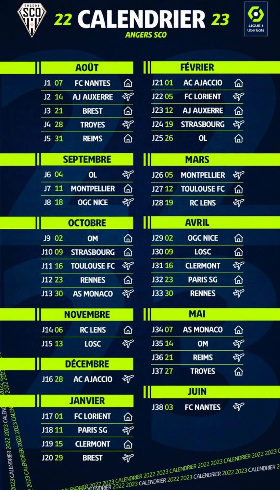 Calendrier Angers Sco