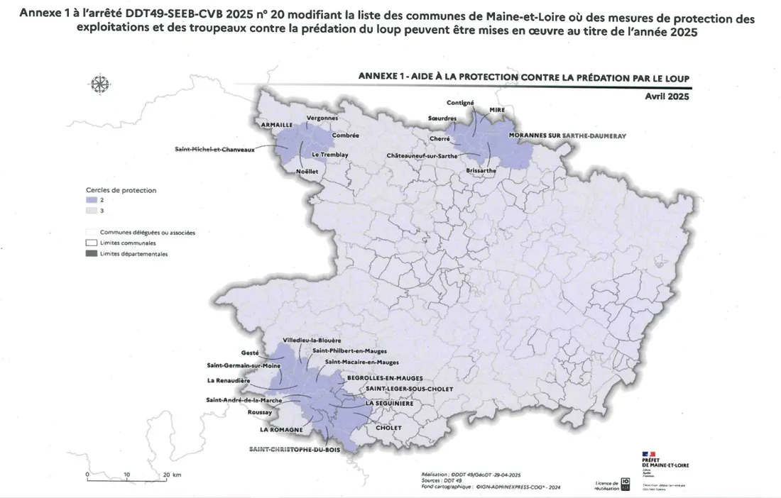 carte indemnisation éleveurs loup Maine et Loire_28 11 25_Préfecture de Maine-et-Loire