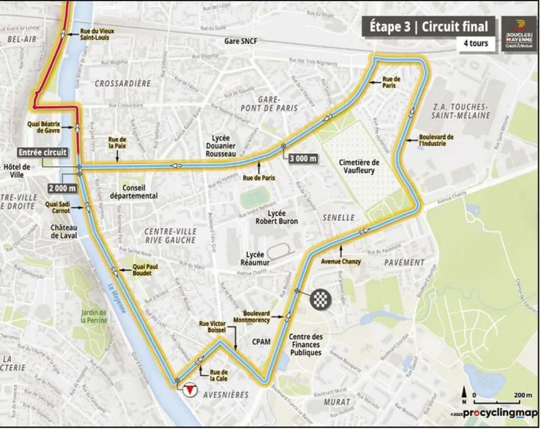 Le parcours final de la 3e étape à Laval.