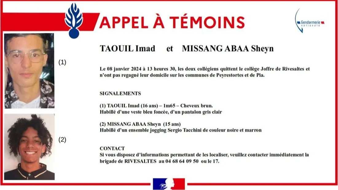 Imad Taouil et Sheyn Missang Abaa sont portés disparus dans les Pyrénées-Orientales.