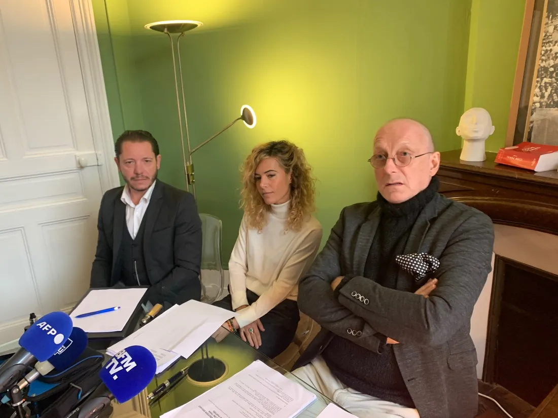 Les avocats de la défense, (de gauche à dr.) JB Alary, E. Franck, A. Martin. 