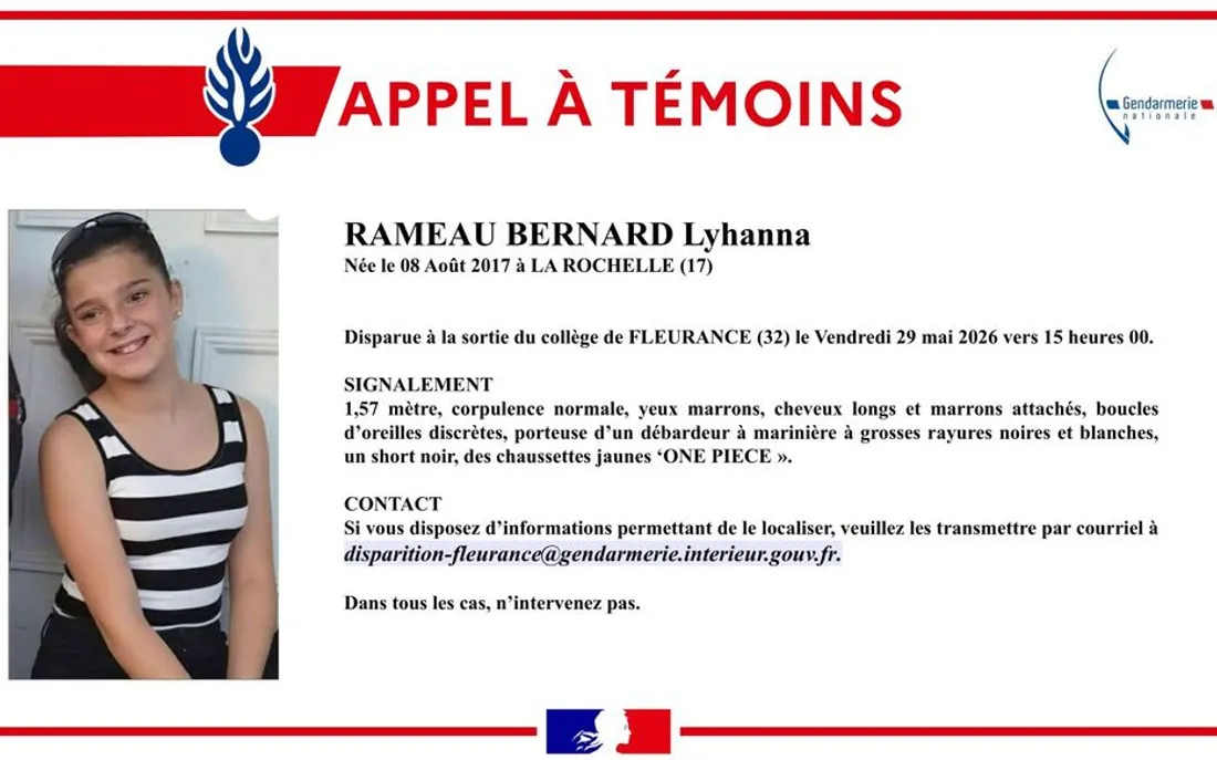 La gendarmerie appelle toute personne disposant d’informations à se manifester