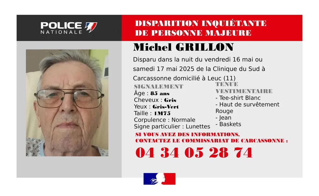 Michel Grillon a disparu de la clinique du Sud basée à Carcassonne