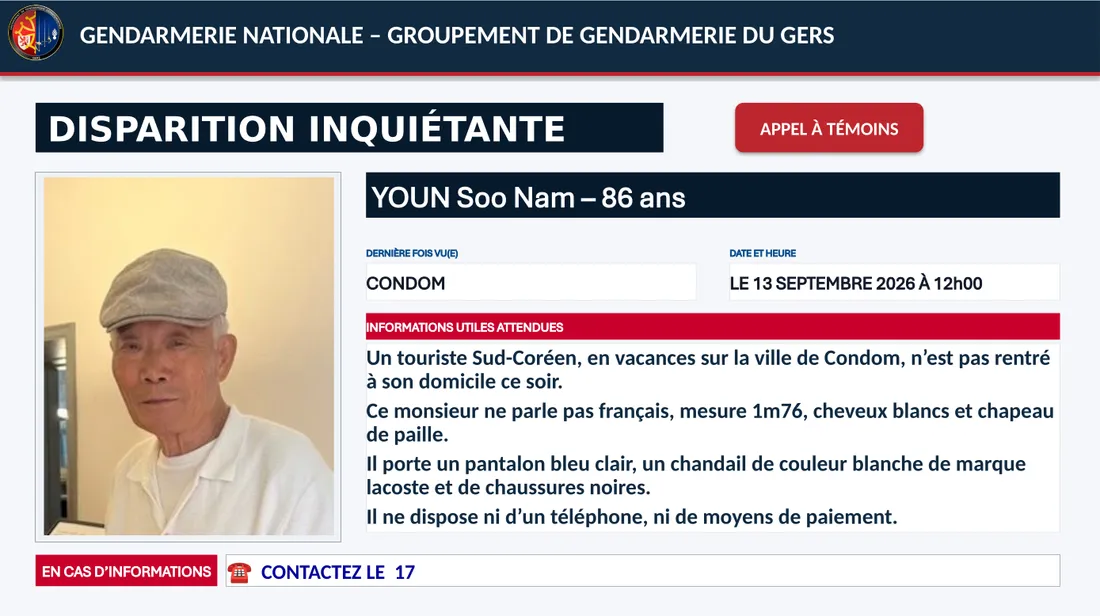 Disparition inquiétante : un appel à témoins lancé dans le Gers