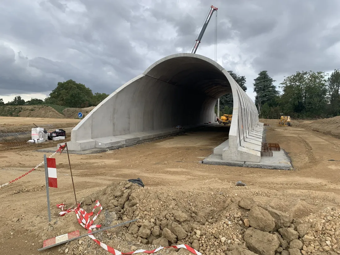 Chantier A69 voute sous viaduc agout