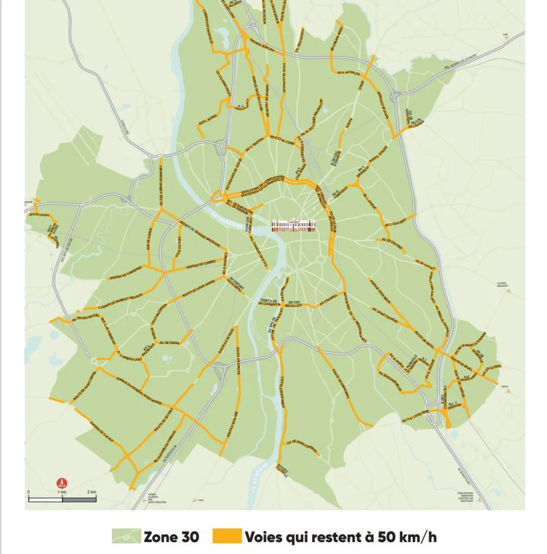 La carte de la ville à 30. 