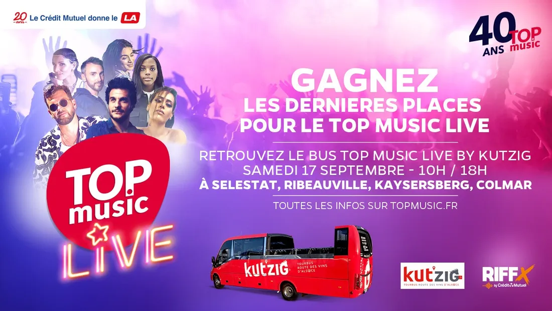 Le Bus Top Music Live bu Kutzig sera de passage le 17 septembre pour vous faire gagner vos places 