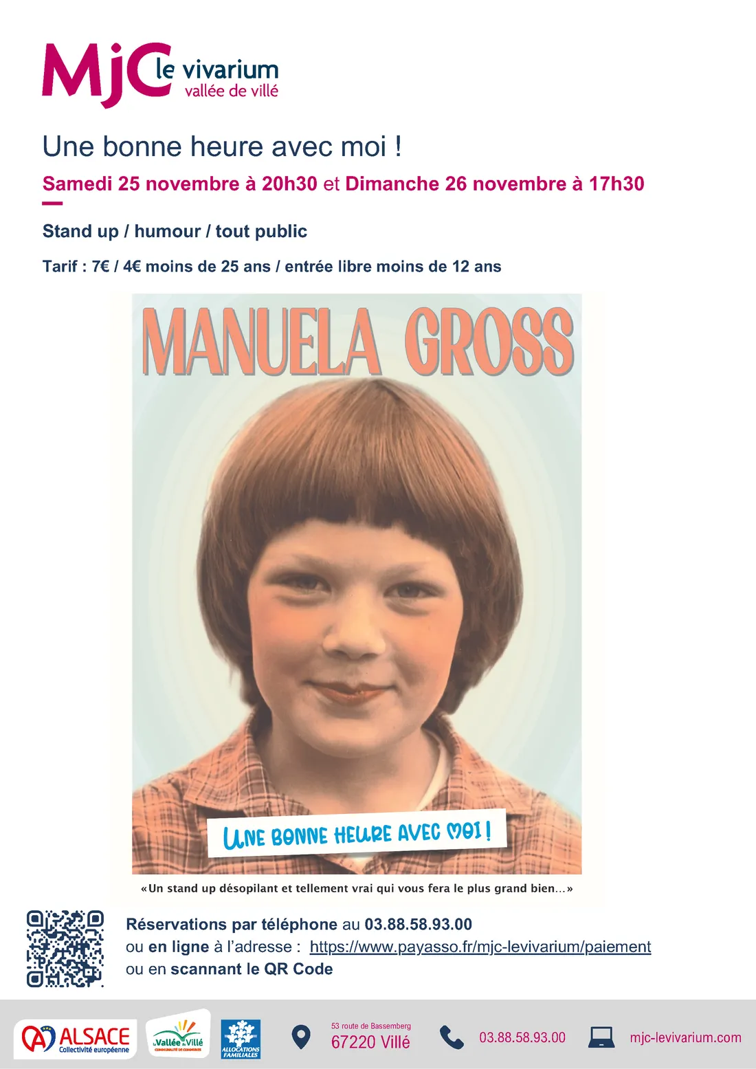 "Une bonne heure avec moi" spectacle d'humour de Manuela GROSS