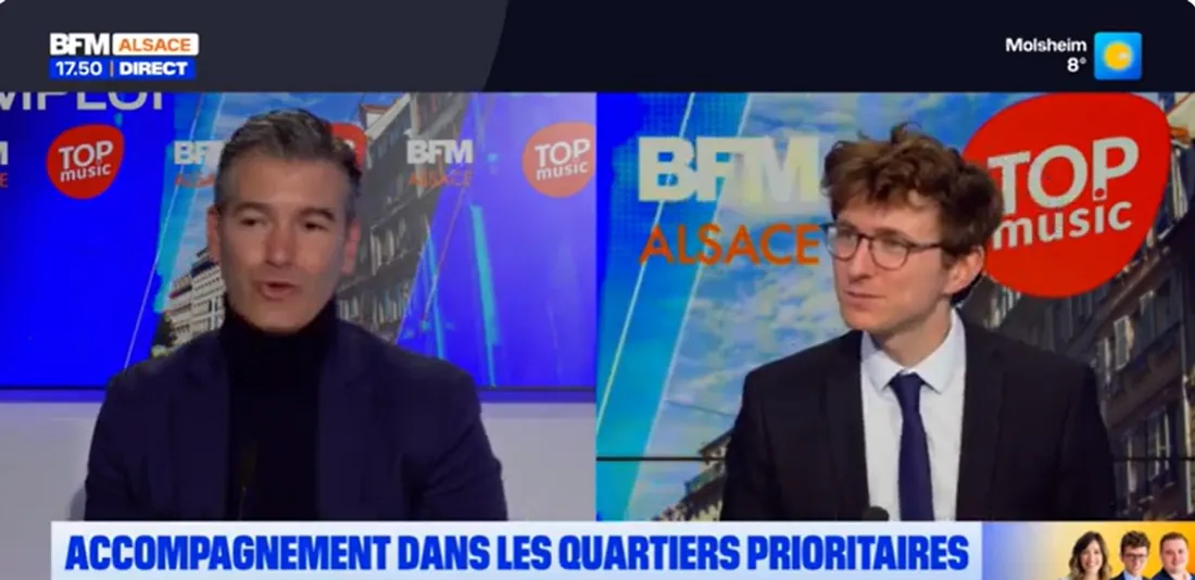 Djamal Belhacene, Directeur territorial Alsace de l'ADIE, sur le plateau de "C Votre Emploi"