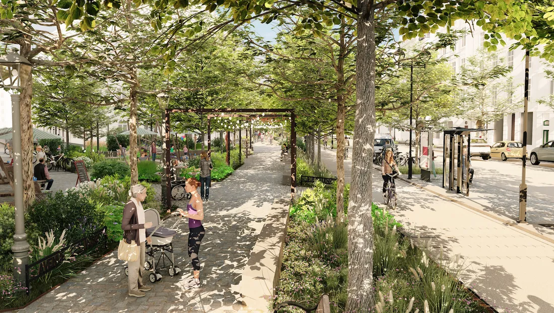 Visualisation 3D de la "Percée verte" de l'avenue des Vosges.