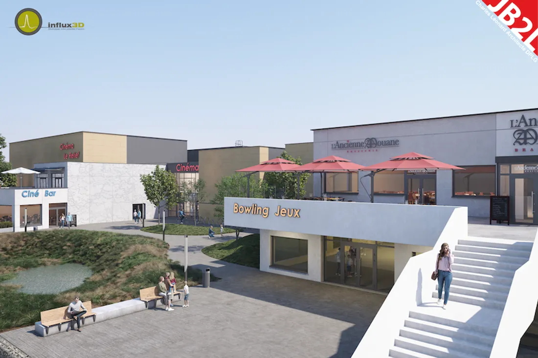 La vue du complexe avec le nouveau cinéma de Sélestat