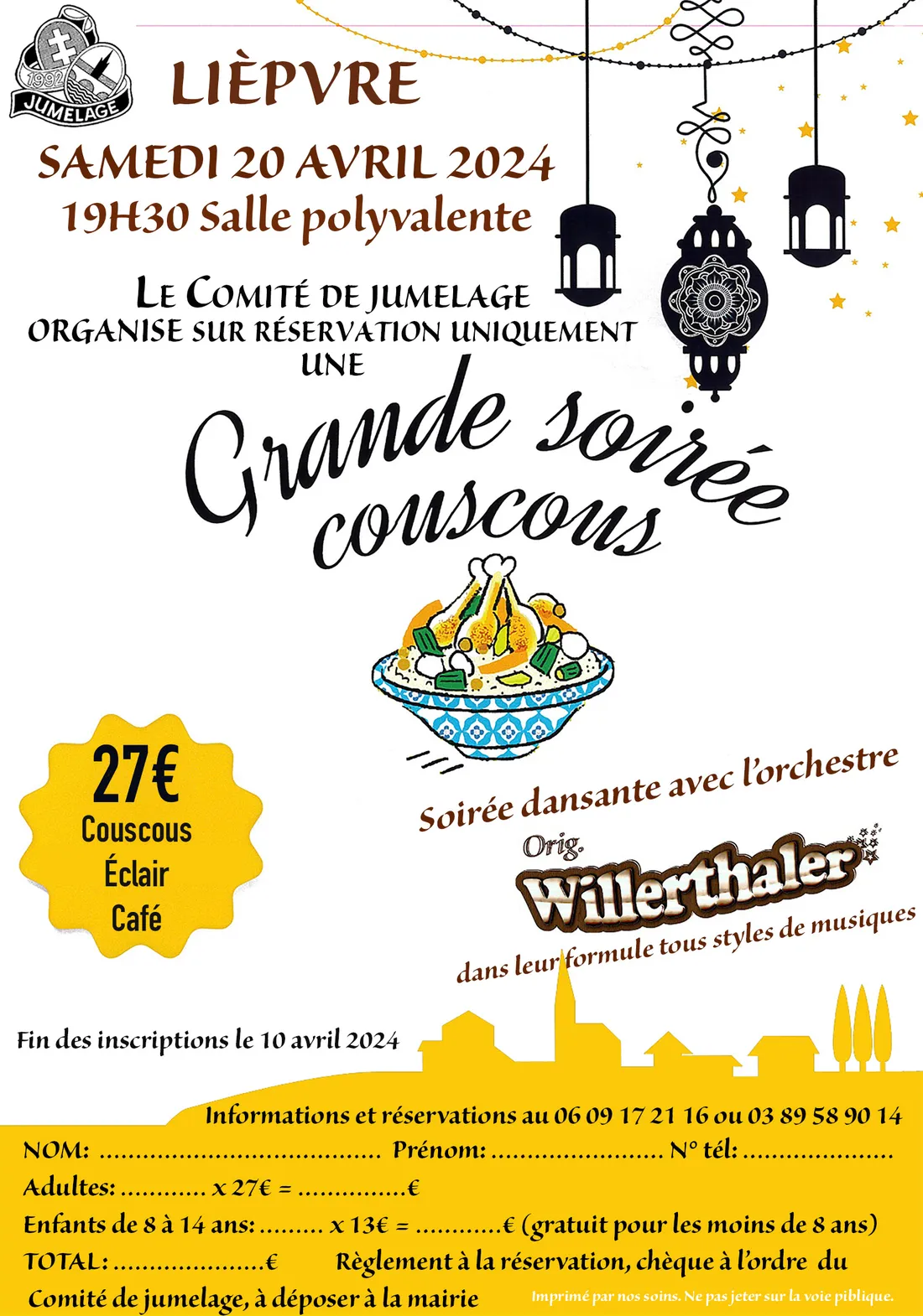 Grande soirée couscous et soirée dansante avec les Willerthaler