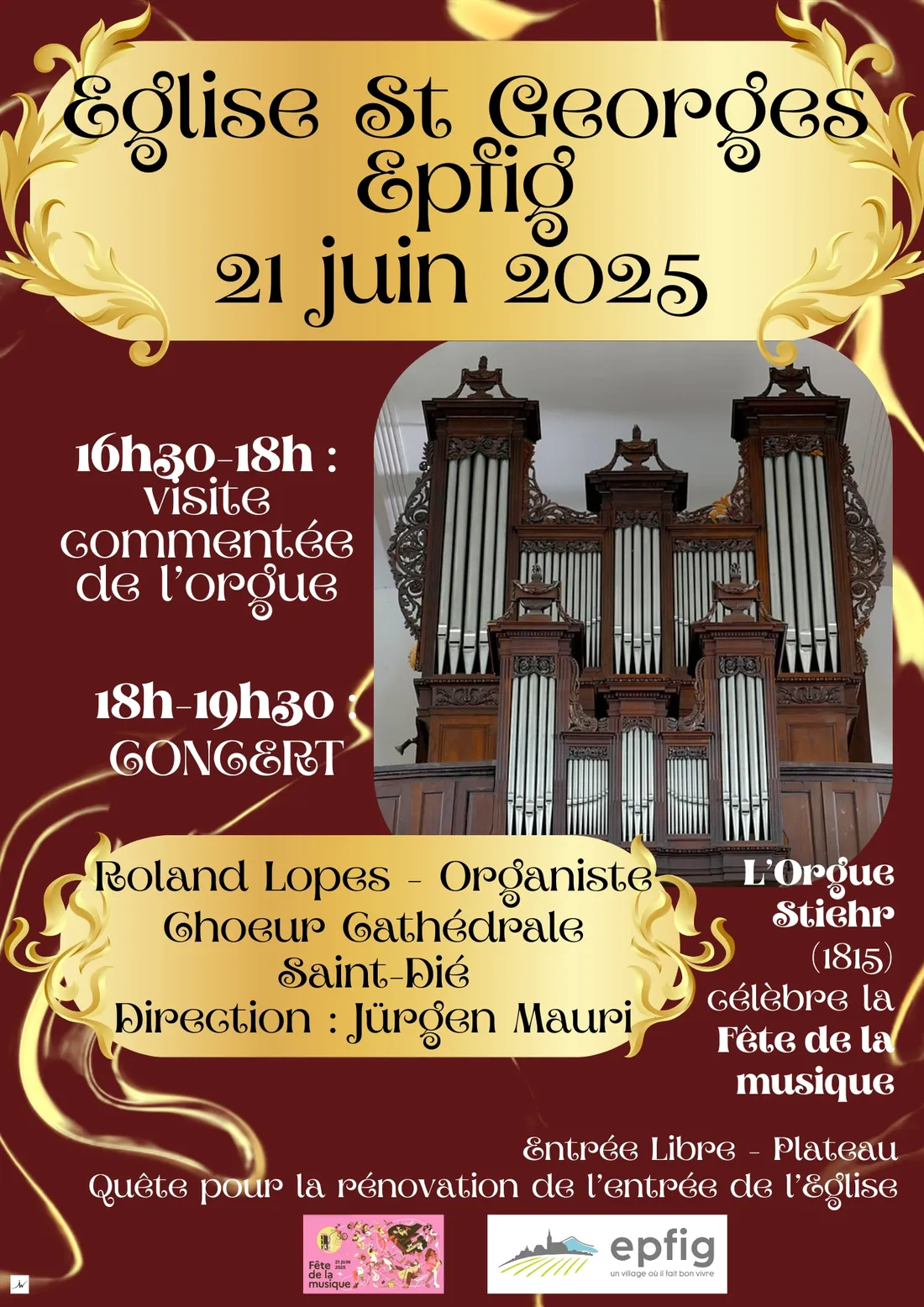 L'Orgue Stiehr (1815) célèbre la Fête de la Musique à Epfig