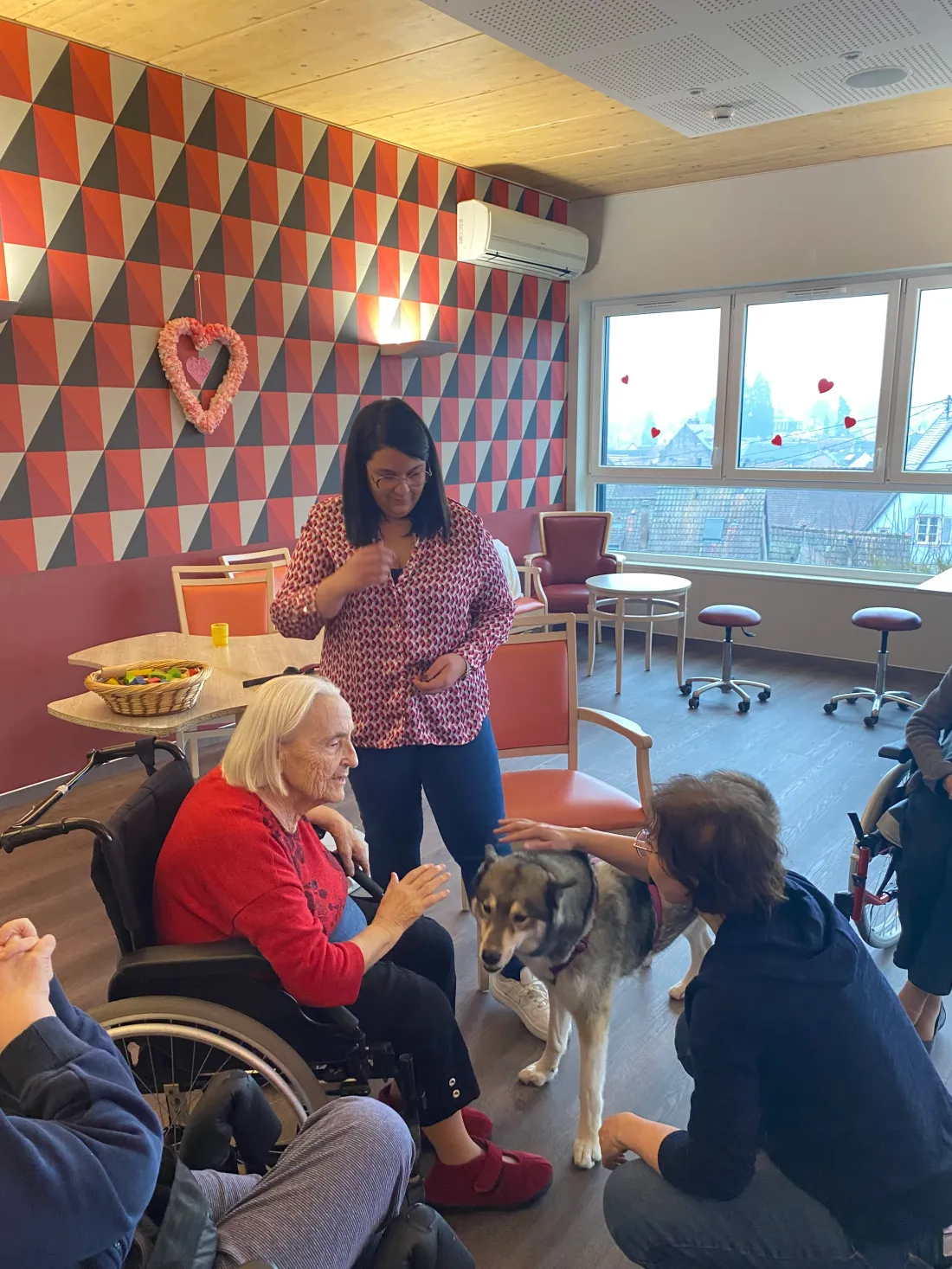 Un moment de partage entre les résidents et les animaux