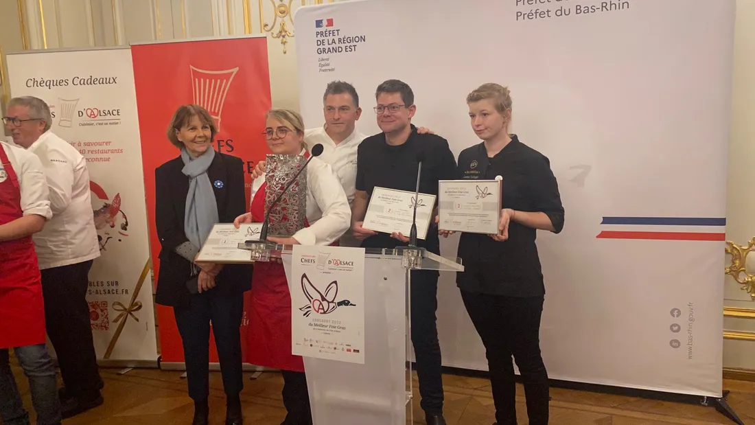Le podium du concours avec la gagnante Audrey Stippich (à gauche).
