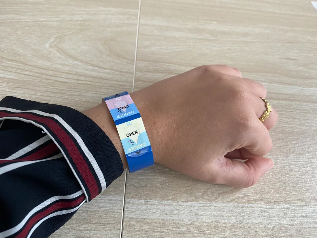 Un bracelet qui permet de voir la présence de GHB et kétamine dans son verre.