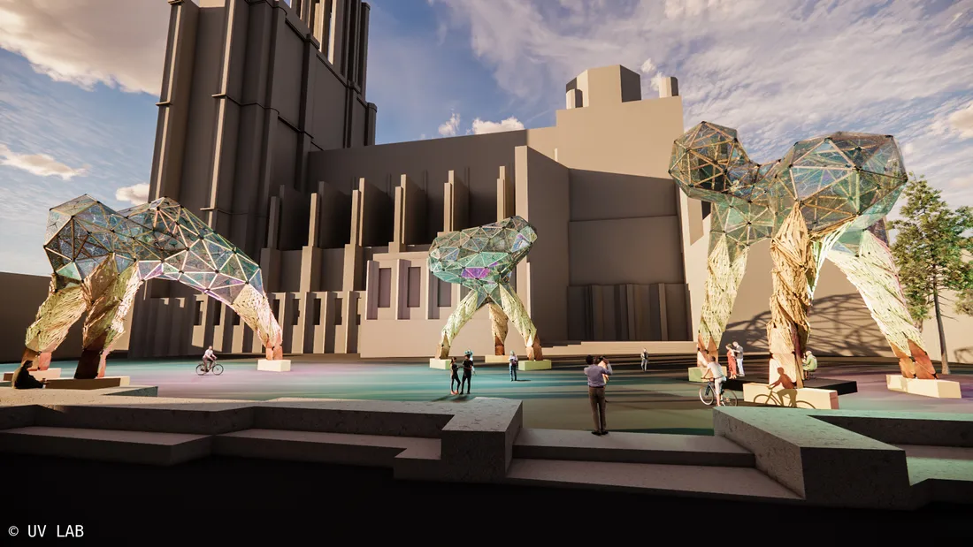 L'oeuvre éphémère -Nemeton- sera exposée sur la place du Château, à partir du 8 juillet. 