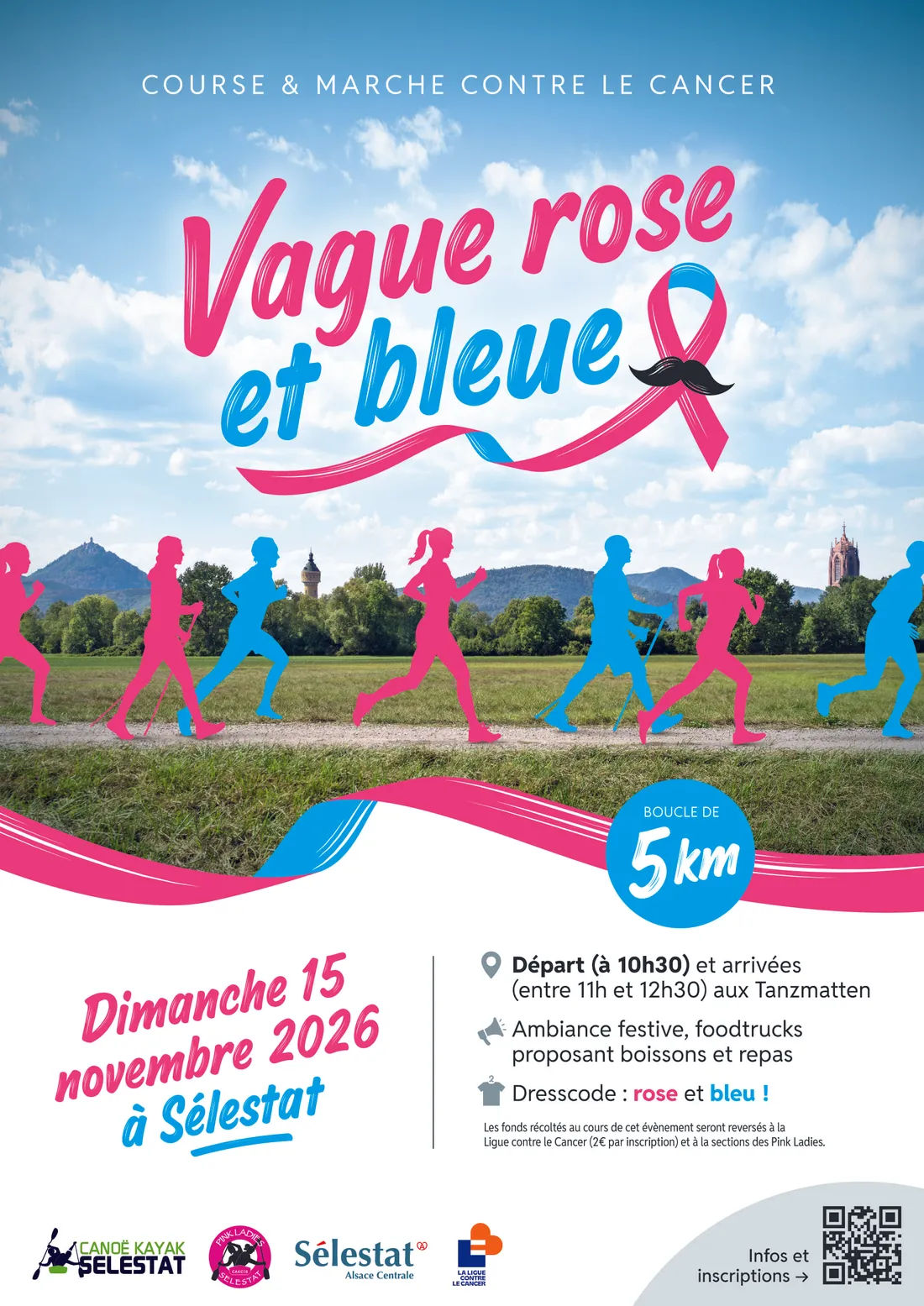 Vague rose et bleue : course et marche contre le cancer