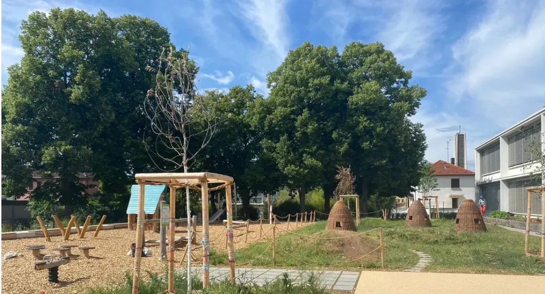 Une cour d'école végétalisée à Strasbourg, à l’école maternelle Gustave Doré 