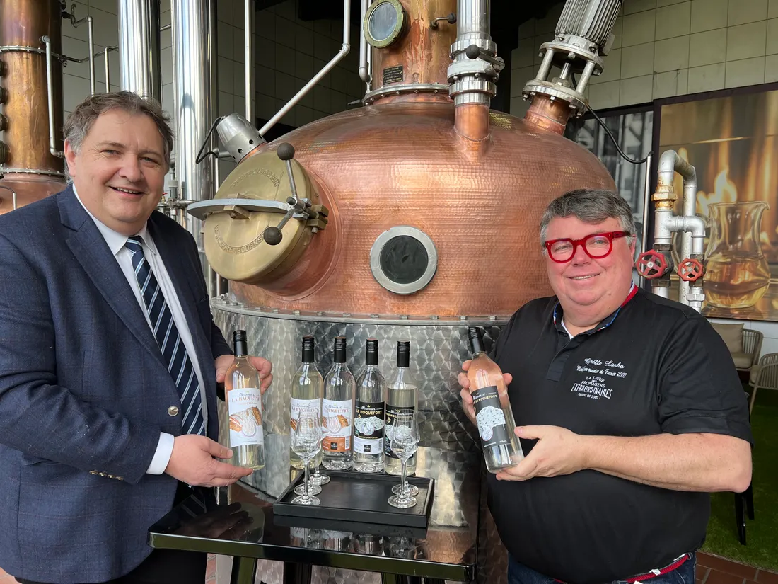 Bernard Baud, Président de la distillerie Massenez et Cyrille Lorho lancent la tartine liquide