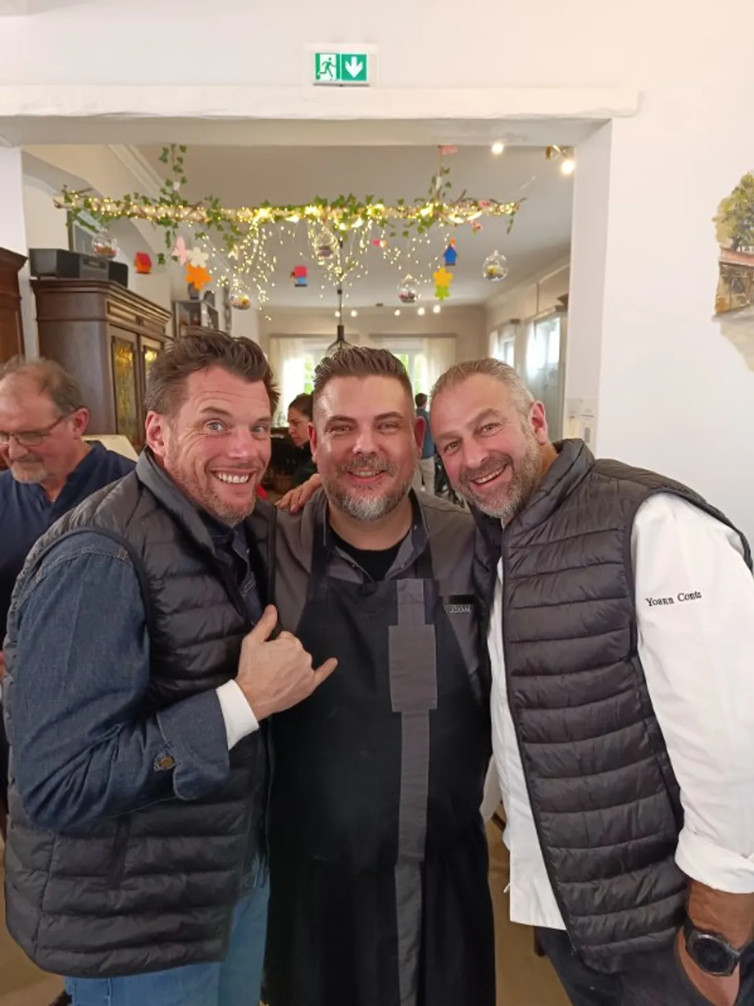 Norbert, Franck Labbé et Yoann Conte lors du tournage.