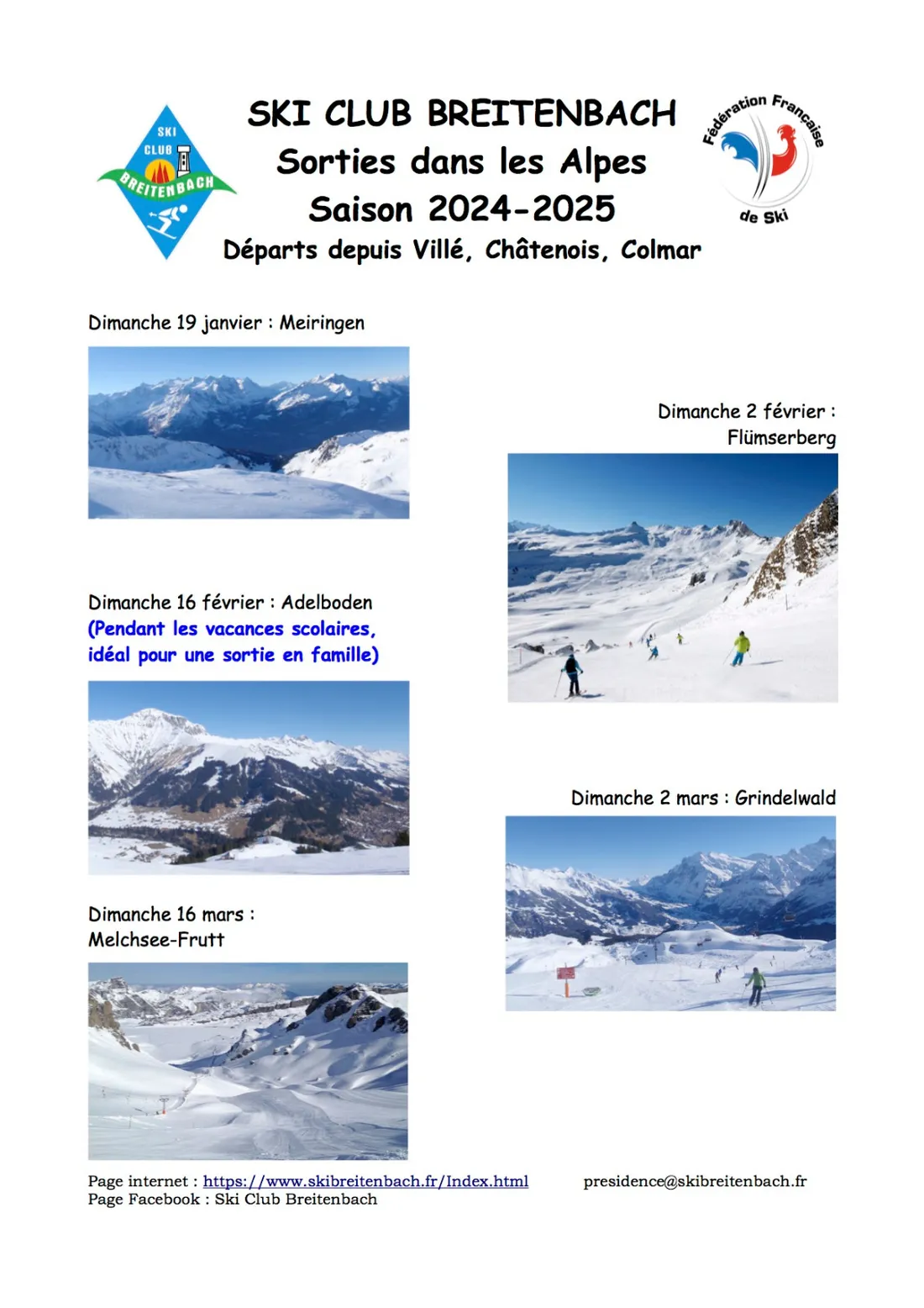 Sorties dans les Alpes avec le Ski Club Breitenbach