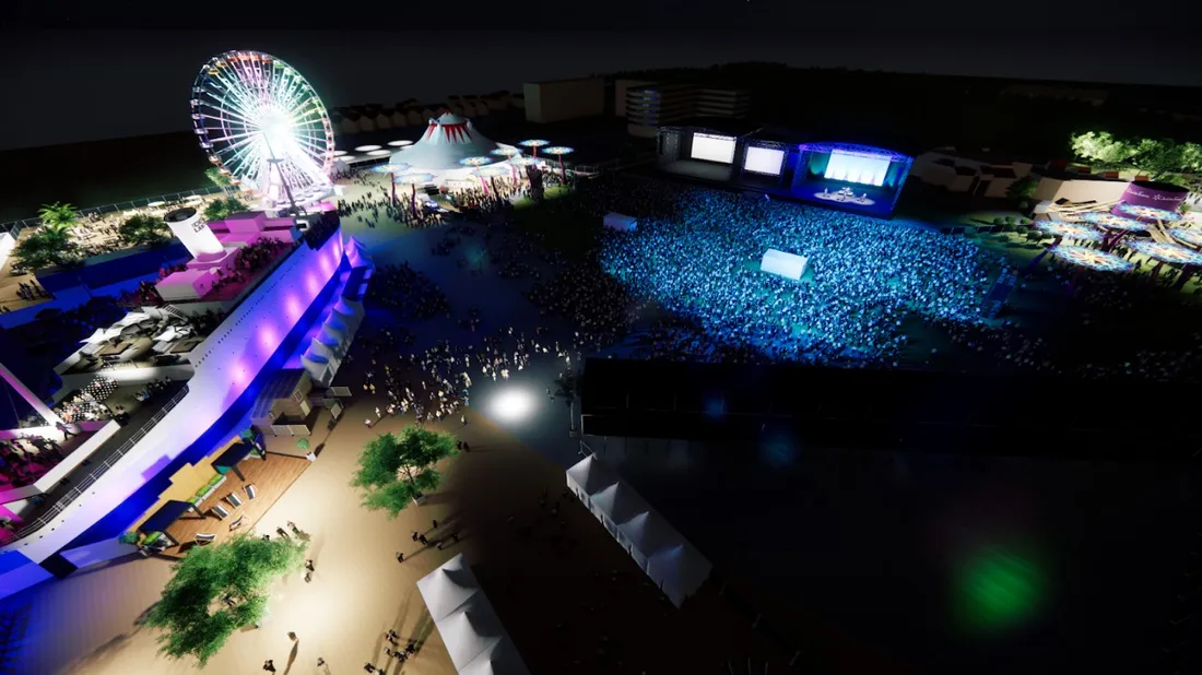 Modélisation du festival sur le site du célèbre paquebot.