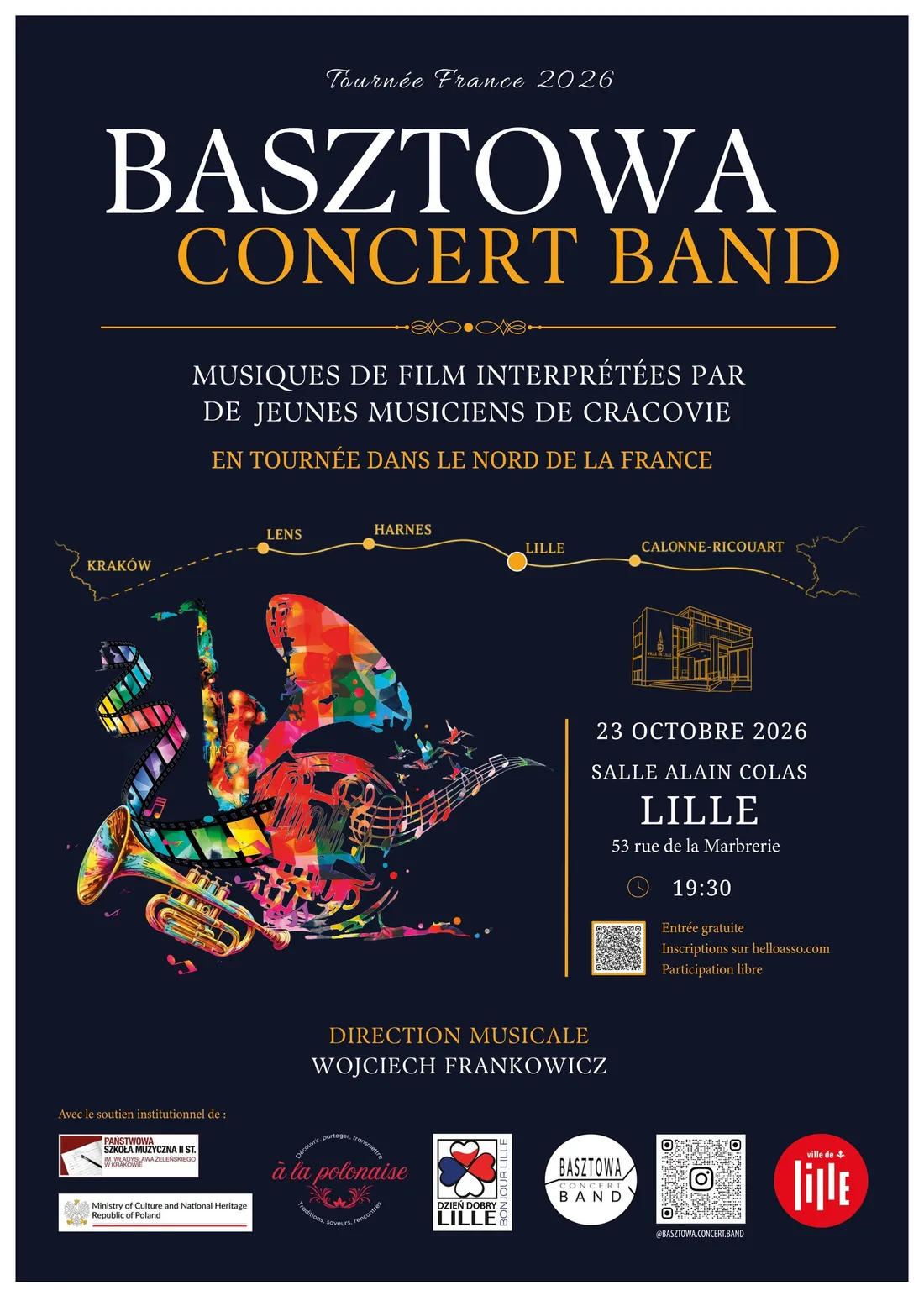 Concert gratuit à Lille le 23 octobre avec 50 jeunes musiciens de Cracovie 