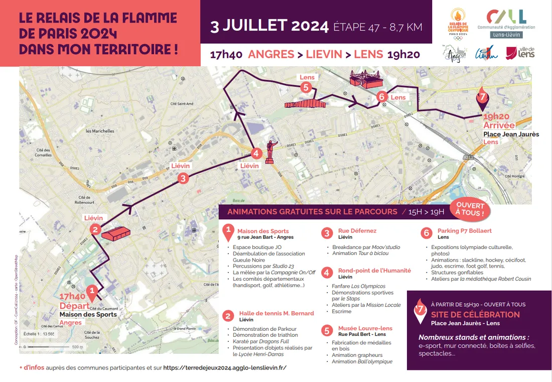 Le détail du parcours de la flamme olympique entre Liévin et Lens