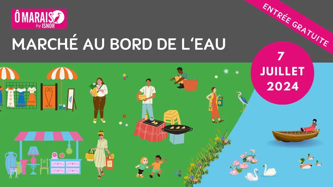 Un marché au bord de l'eau à Clairmarais