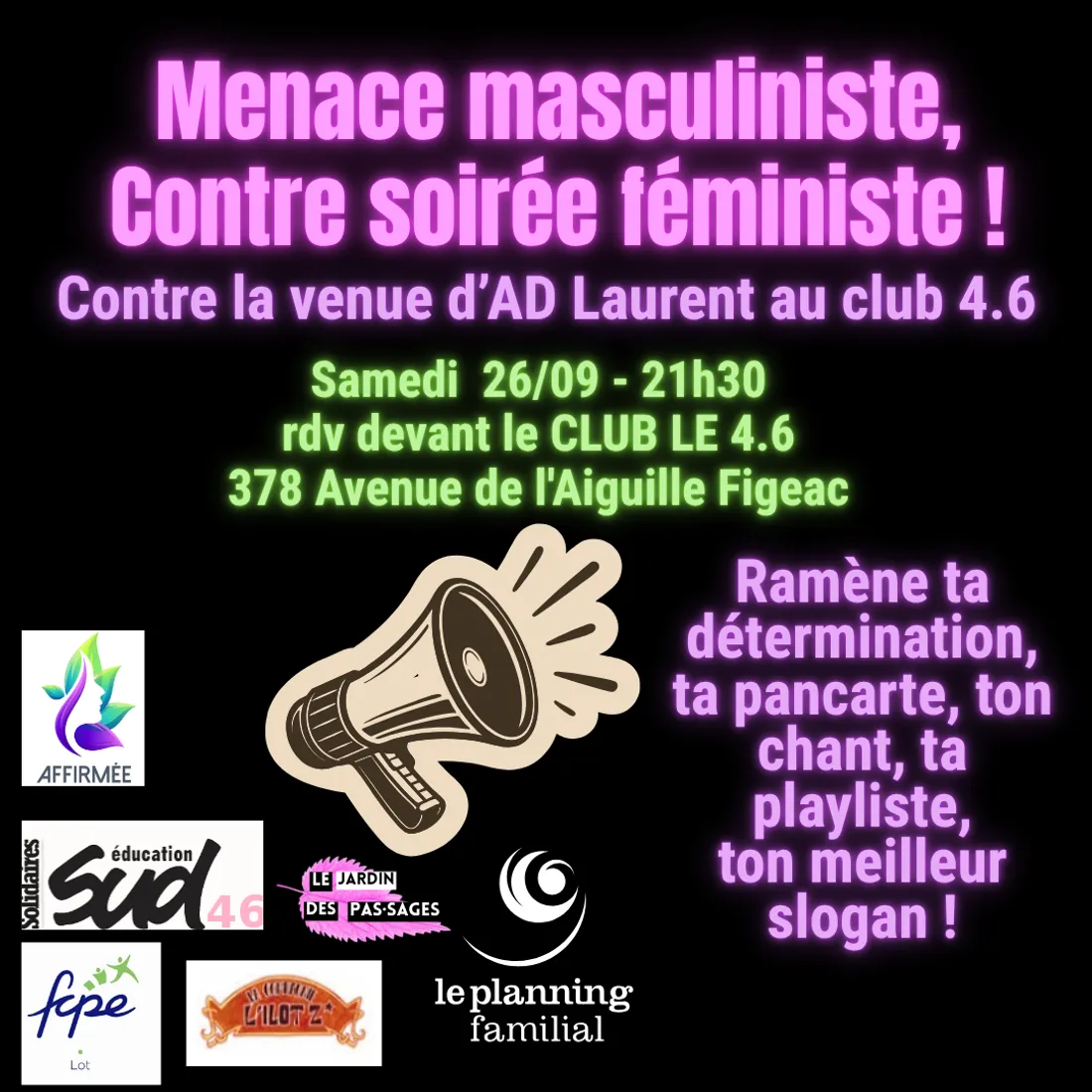 À Figeac, plusieurs associations appellent à manifester contre la venue d’AD Laurent au Club 4.6