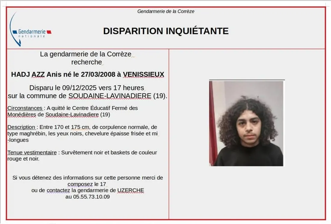 disparition inquiétante en corrèze