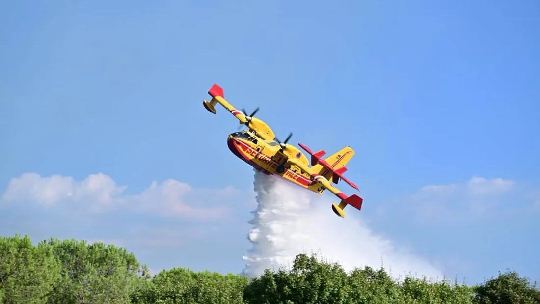 L'un des Canadairs engagés pour lutter contre cet incendie