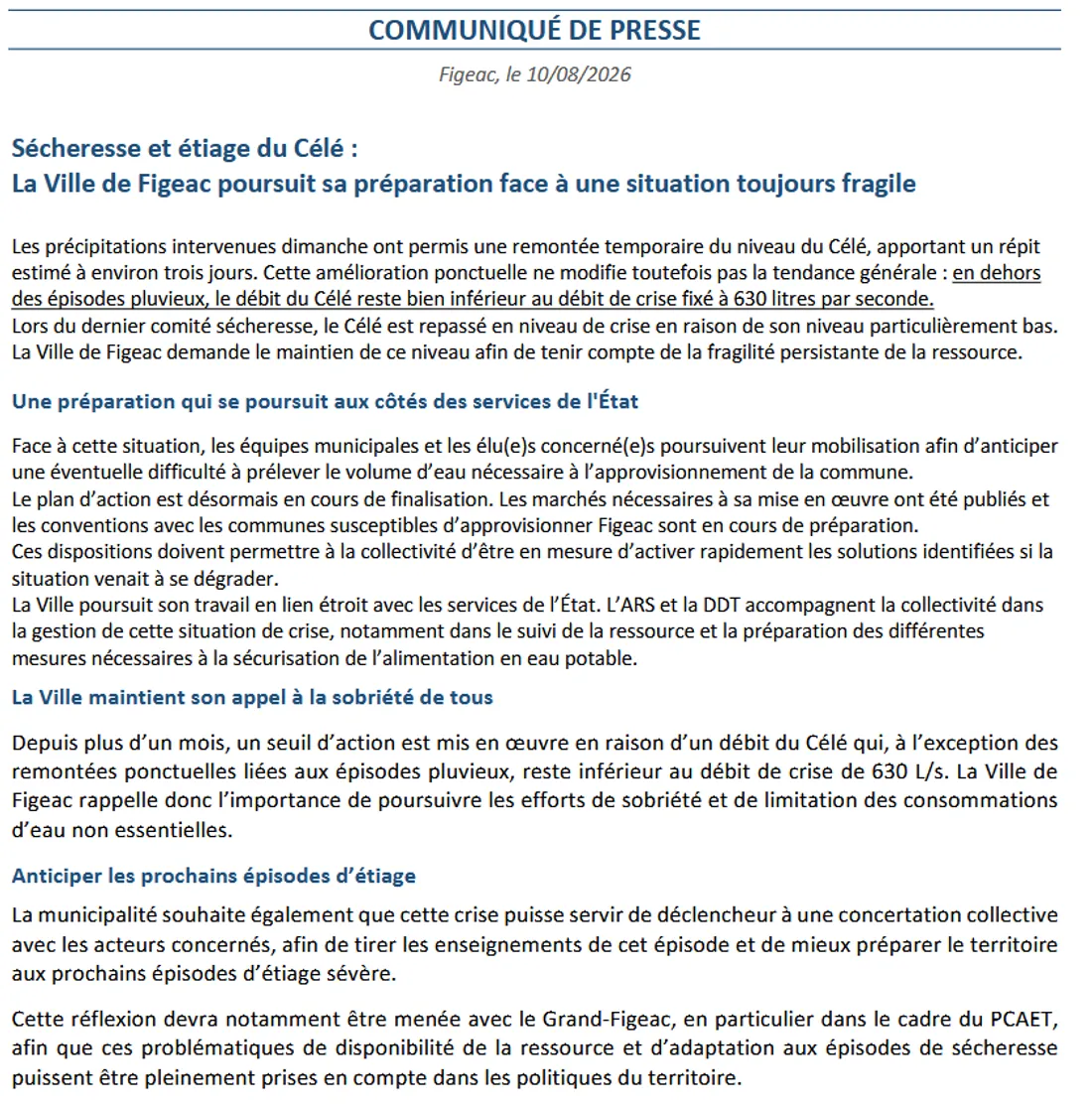Figeac CP étiage du Célé